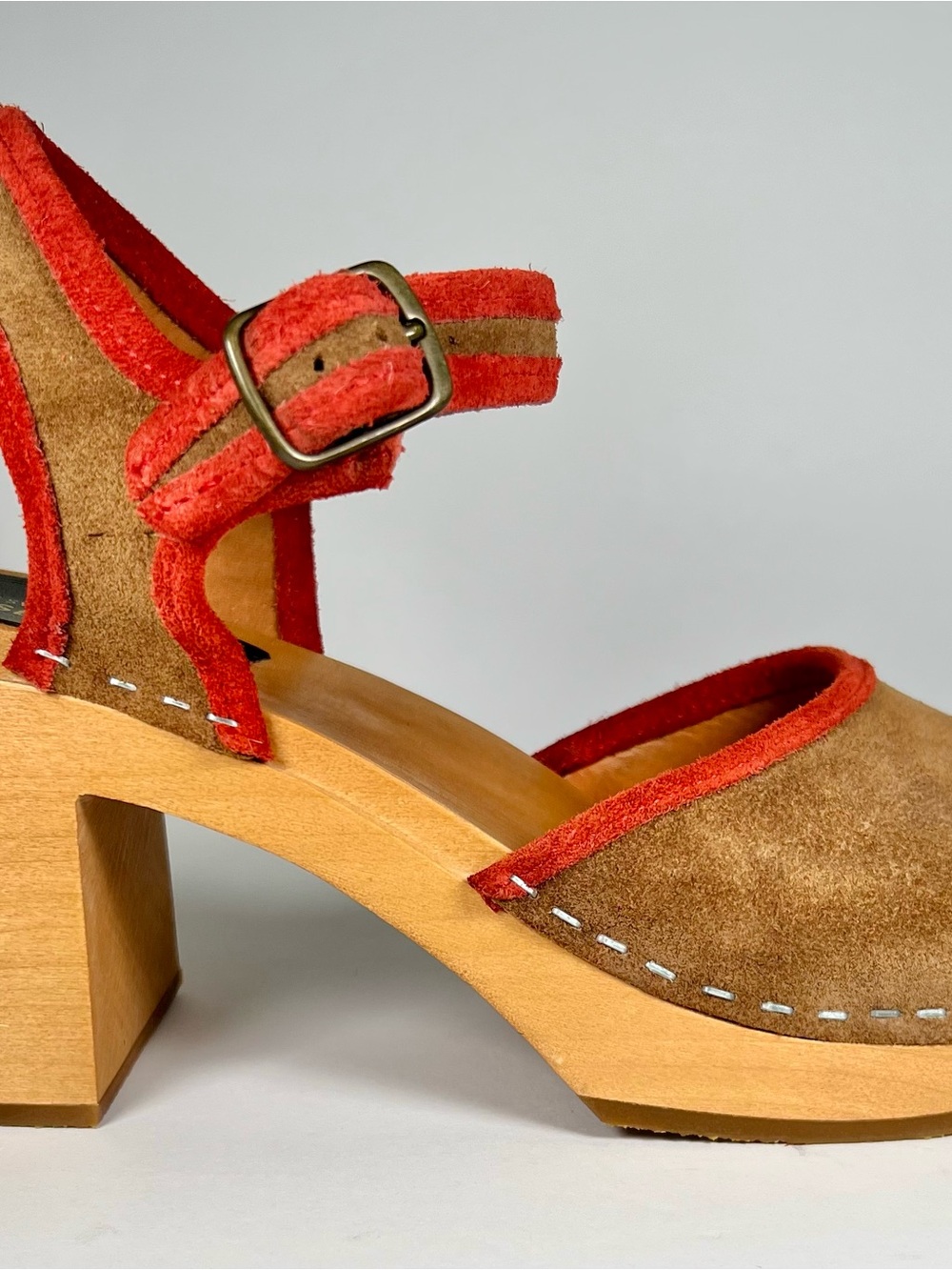 Swedish Hasbeens Piping Suede Clog Sandals EU 39 - Picture 4 of 16